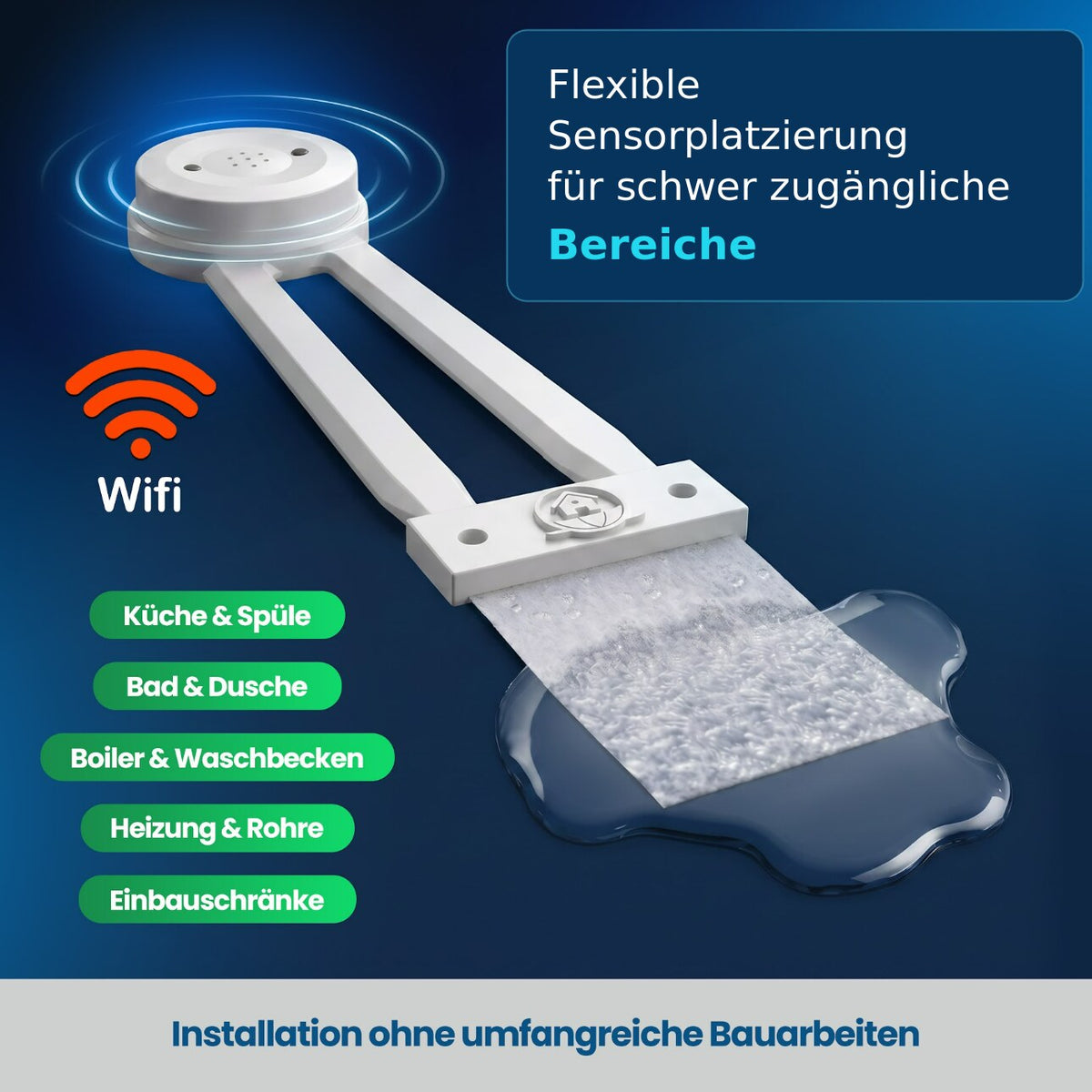 Aquagard pro WM01 - WLAN-Wassermelder mit Flächenadapter